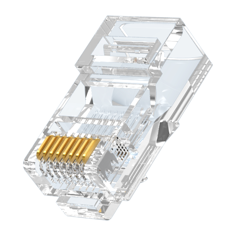 RCB-1100 水晶头超五类 镀金RJ45纯铜网络网线接头 cat5e非屏蔽8P8C电脑线缆连接器100个/盒