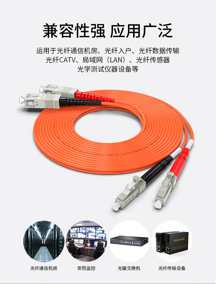 胜为电信级光纤跳线 LC-SC/UPC多模双芯 62.5/125收发器尾纤 FMC-205 - 多模光纤跳线 - 北京睿创胜为科技有限公司