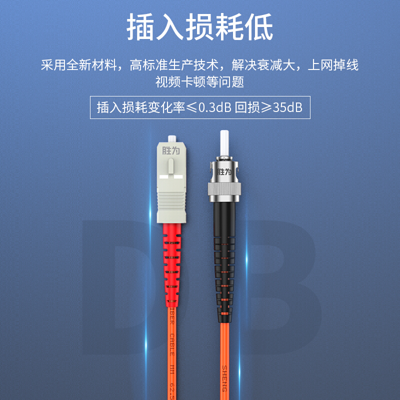胜为电信级 ST(UPC)-SC(UPC)多模双芯 62.5/125光纤跳线 FMC-203 - 多模光纤跳线 - 北京睿创胜为科技有限公司